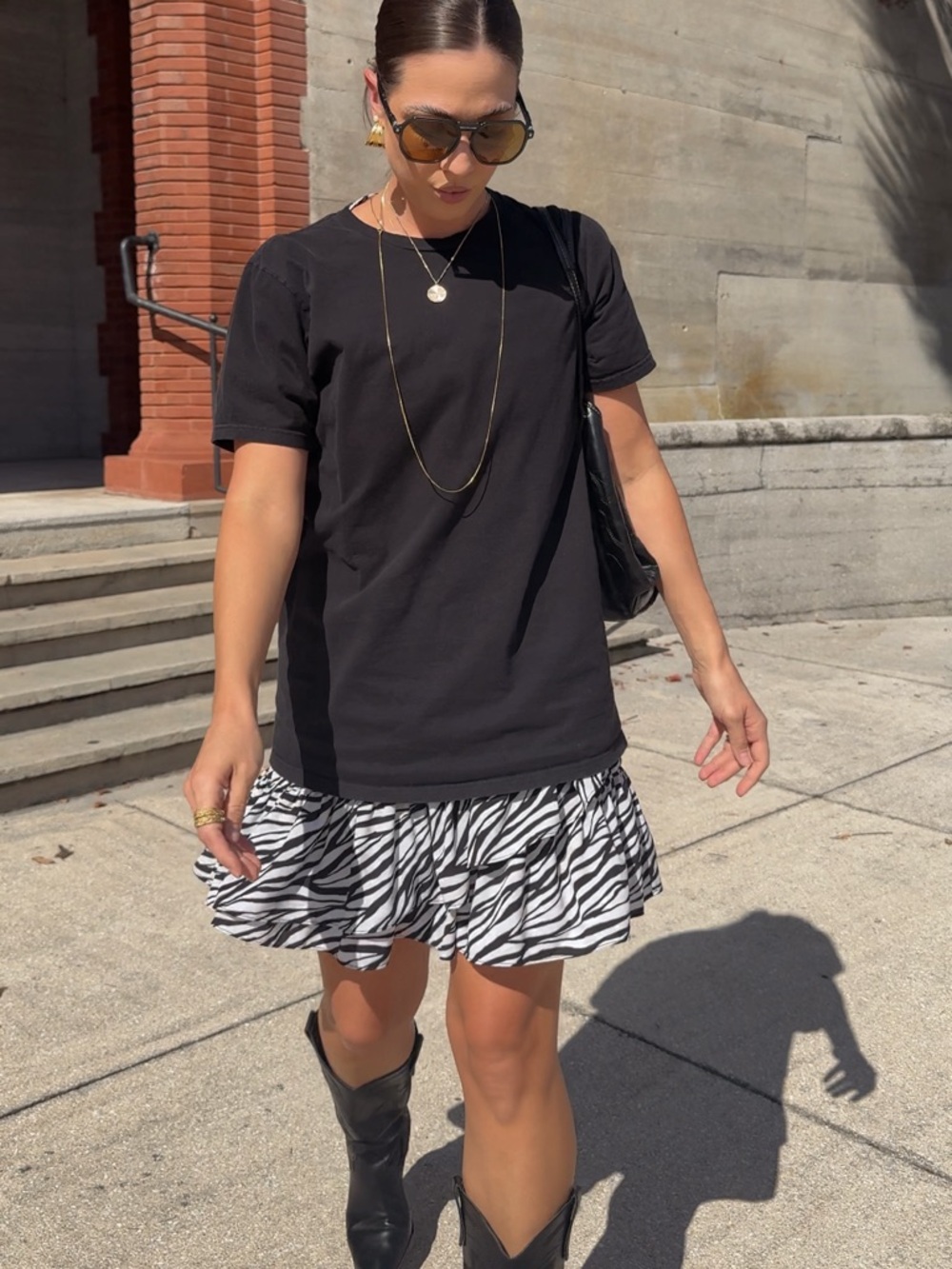 Michael Kors Black and Cream Zebra Print Dress